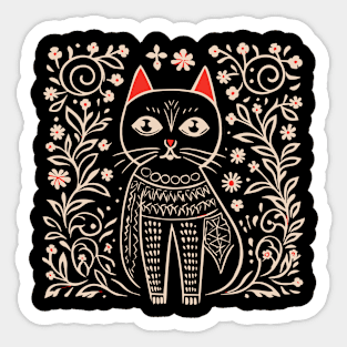 Lino Cut Cat Sticker